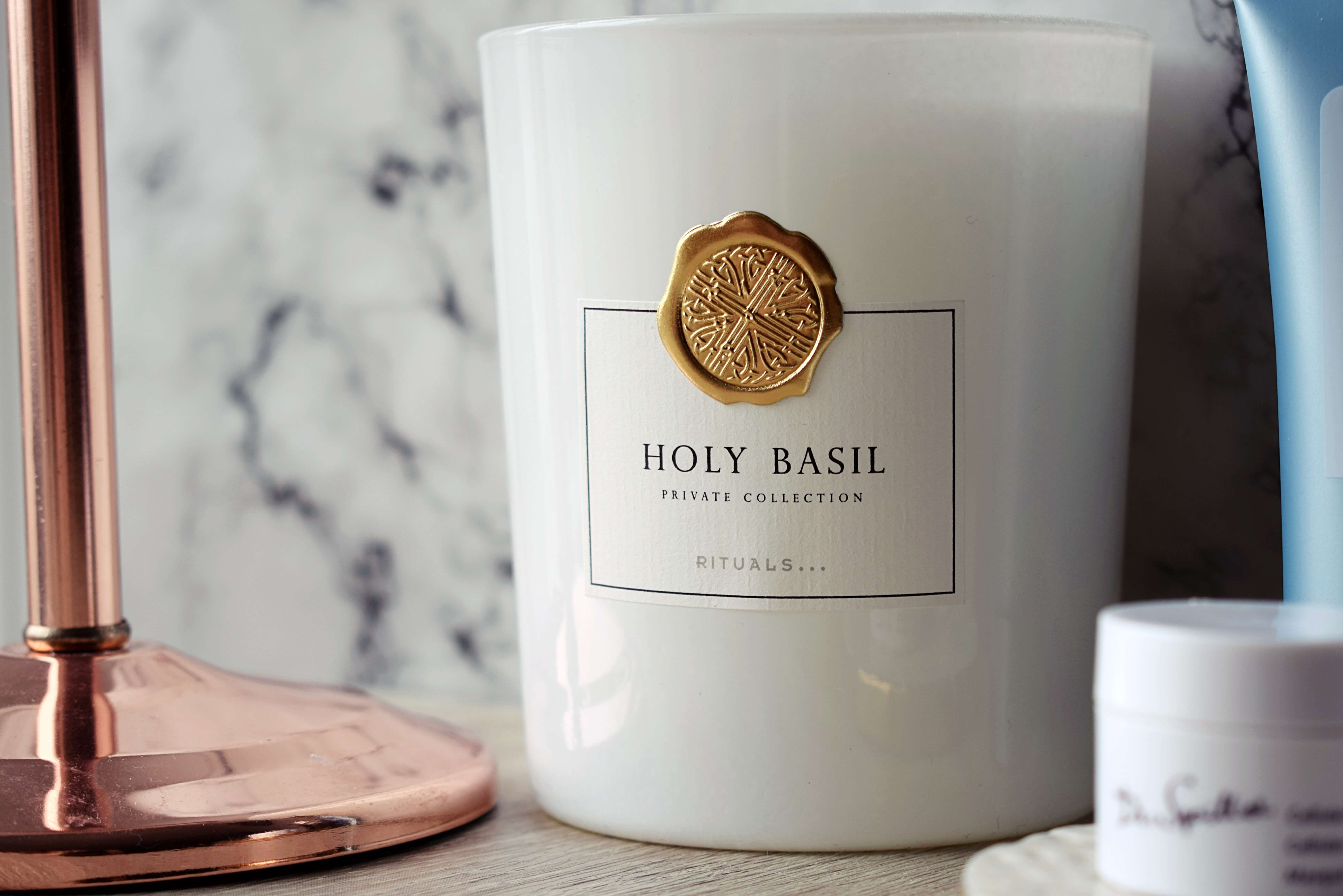 rituals, holy basil, candle, scent